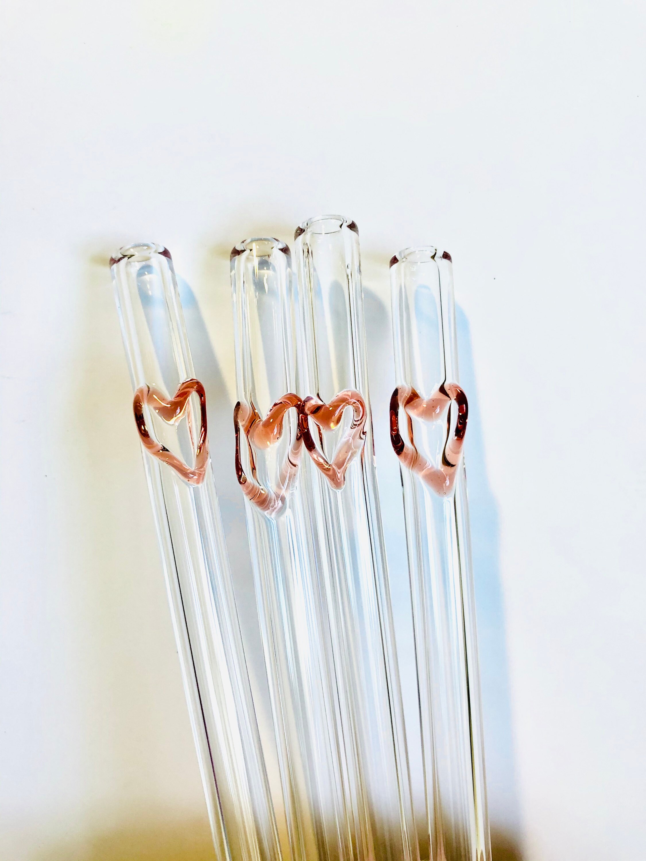 Heart GLASS STRAWS Reusable Straws Glass Straw Eco Friendly Straw