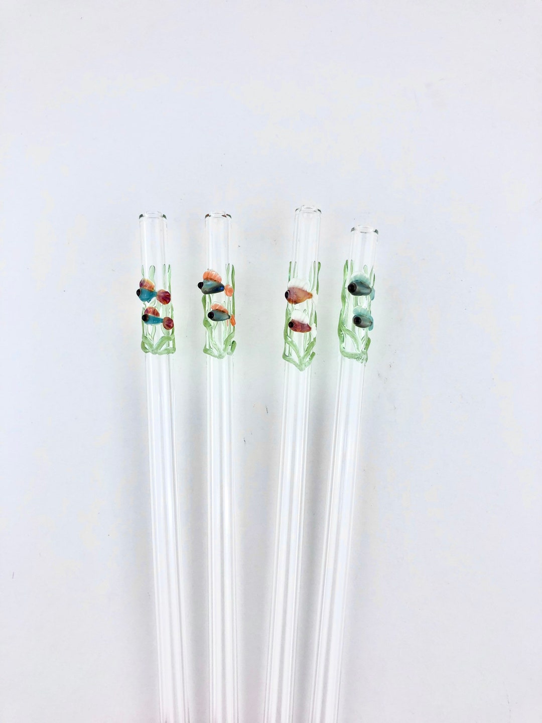 THIN Fish in Seaweed GLASS STRAW Tumbler Straws Reusable Etsy