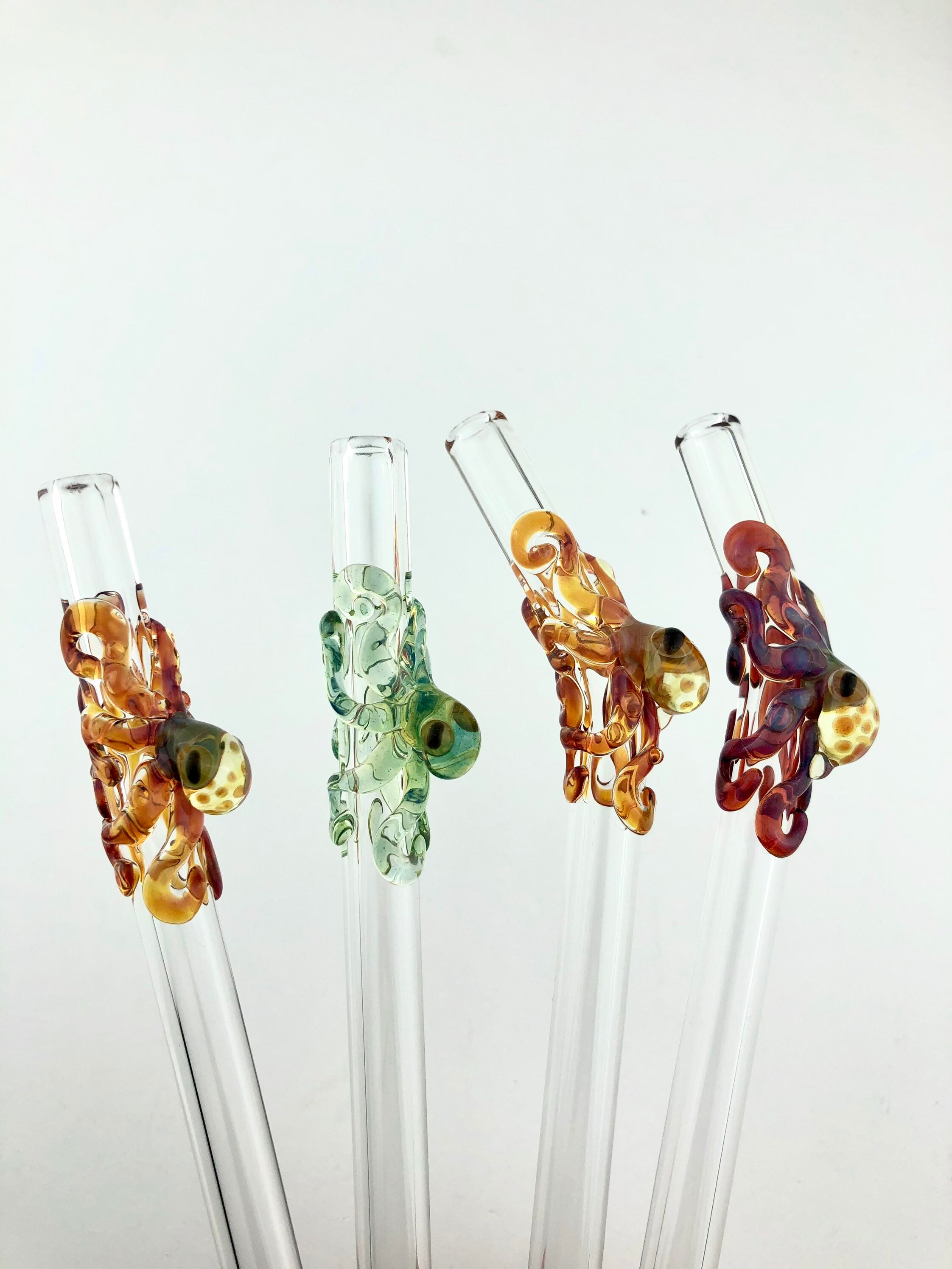 Octopus GLASS STRAW Custom Straws Reusable Straws Glass Drinking
