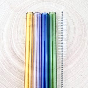 4 Pack of Easter Colored Glass Straws - Party Favors | Reusable Straws | Easter Straws | Colored Straws | Easter Gifts | Straw Party Pack