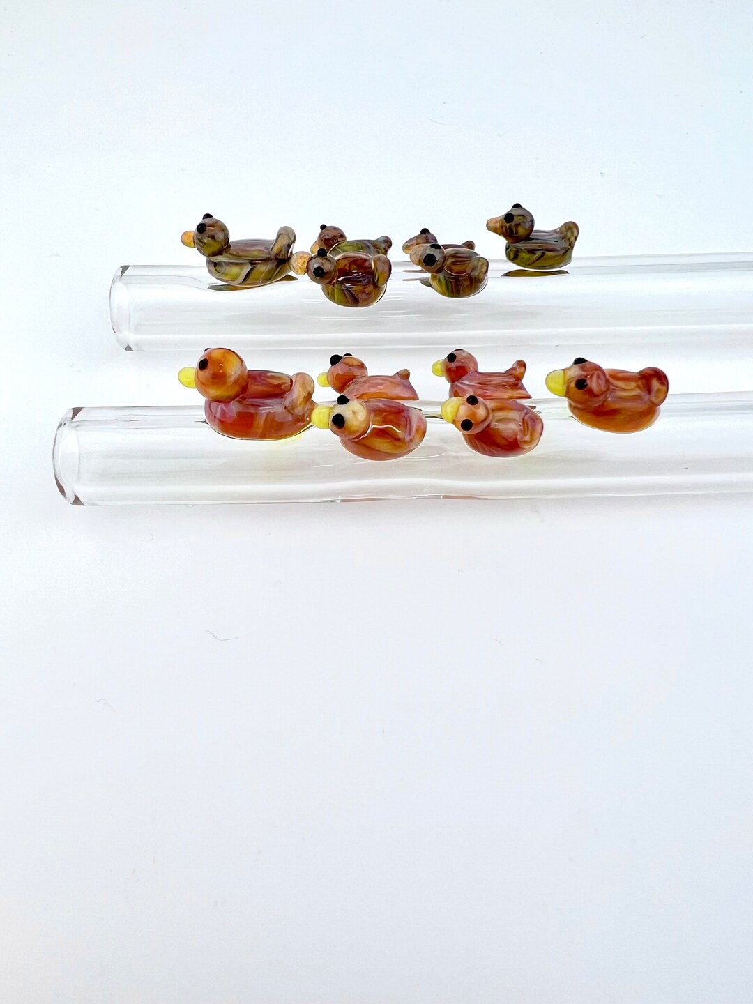Mama and Baby Ducks GLASS STRAW Custom Straws Glass Straws Duck Straws