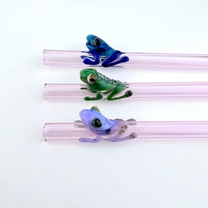 FROG On Pink GLASS STRAW - Reusable Straws | Glass Straws | Stanley Straws | Frog Straws | Frog Gifts | Pink Straws | Unique Gifts