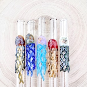 Jellyfish GLASS STRAW - Boba Straws | Smoothie Straws | Thin Straws | Reusable Straws | Eco Friendly Straw | Glass Straws | Jellyfish Straws