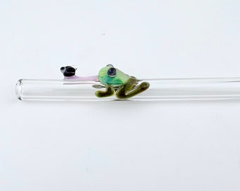 FROG and Fly GLASS STRAW - Reusable Straws | Glass Straws | Frog Straws | Cocktail Straws | Boba Straws | Smoothie Straws | Thin Straws