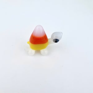 Glass Candy Corn Turtle Sculpture - Custom Made to Order Glass Sculptures | Turtle Figurines | Halloween Decor | Glass Figurines