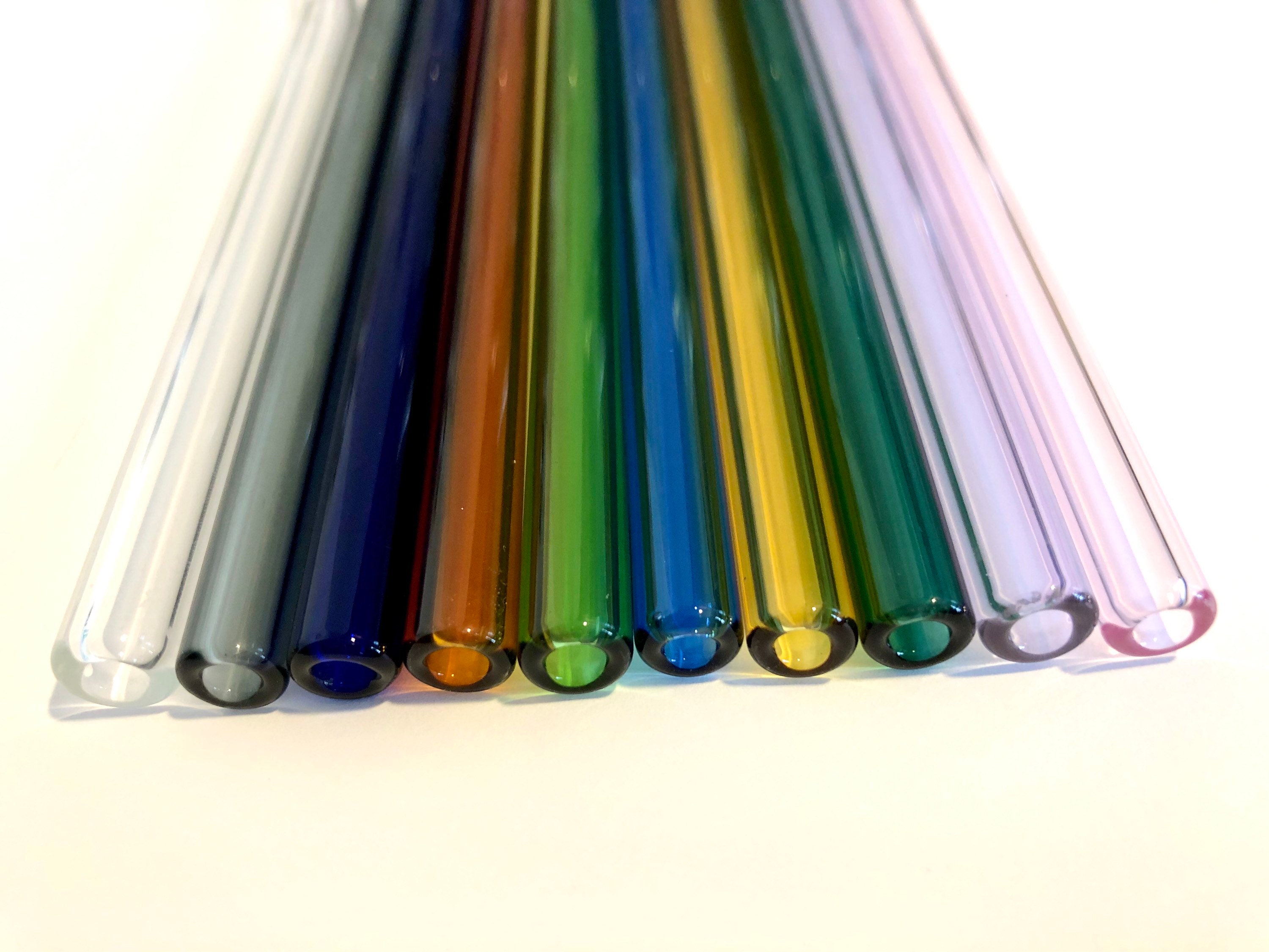 10 Pack Colored GLASS STRAWS Straw Party Pack Reusable Straws Eco