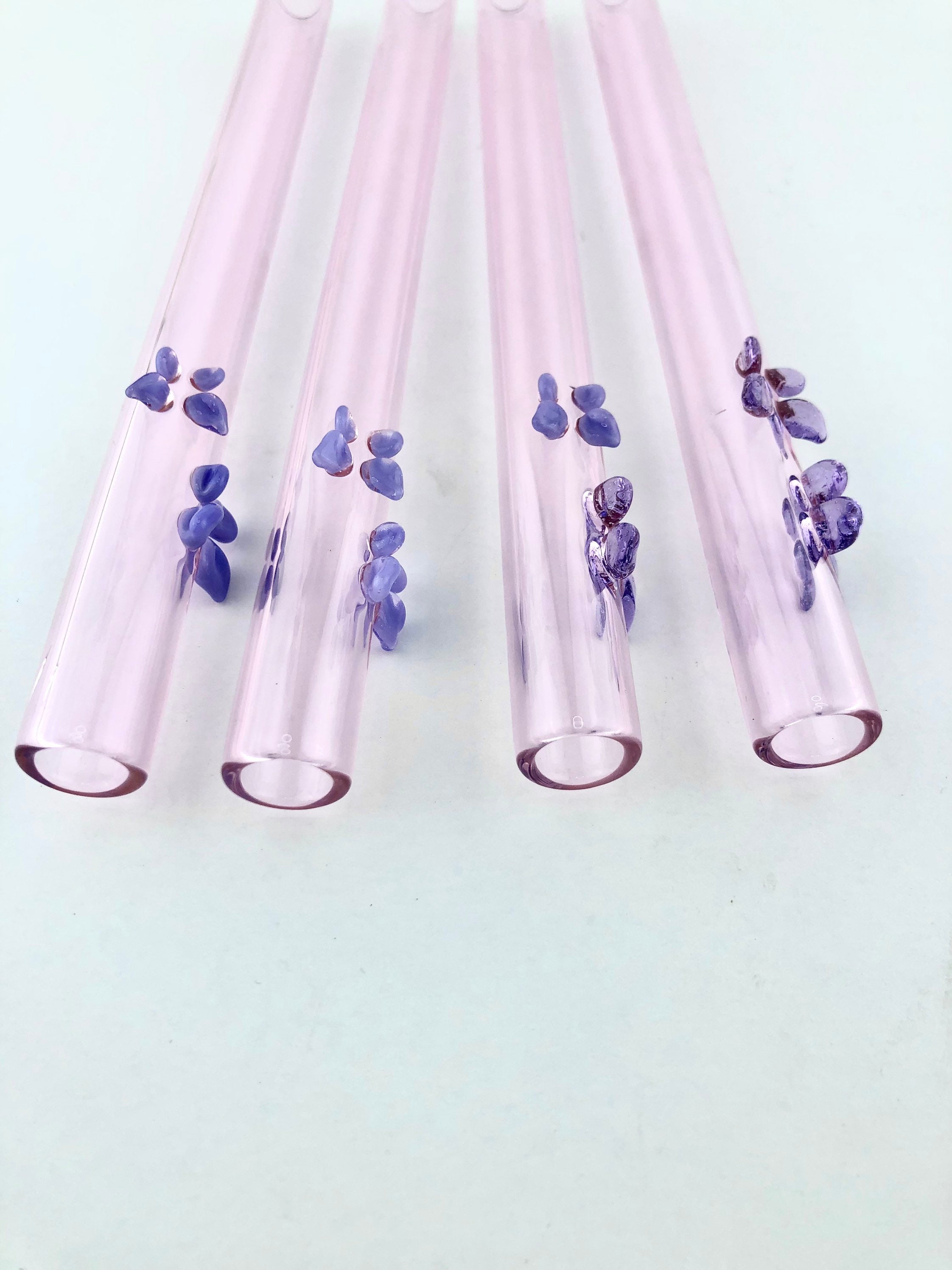 Butterfly on Pink GLASS STRAW - Custom Straws