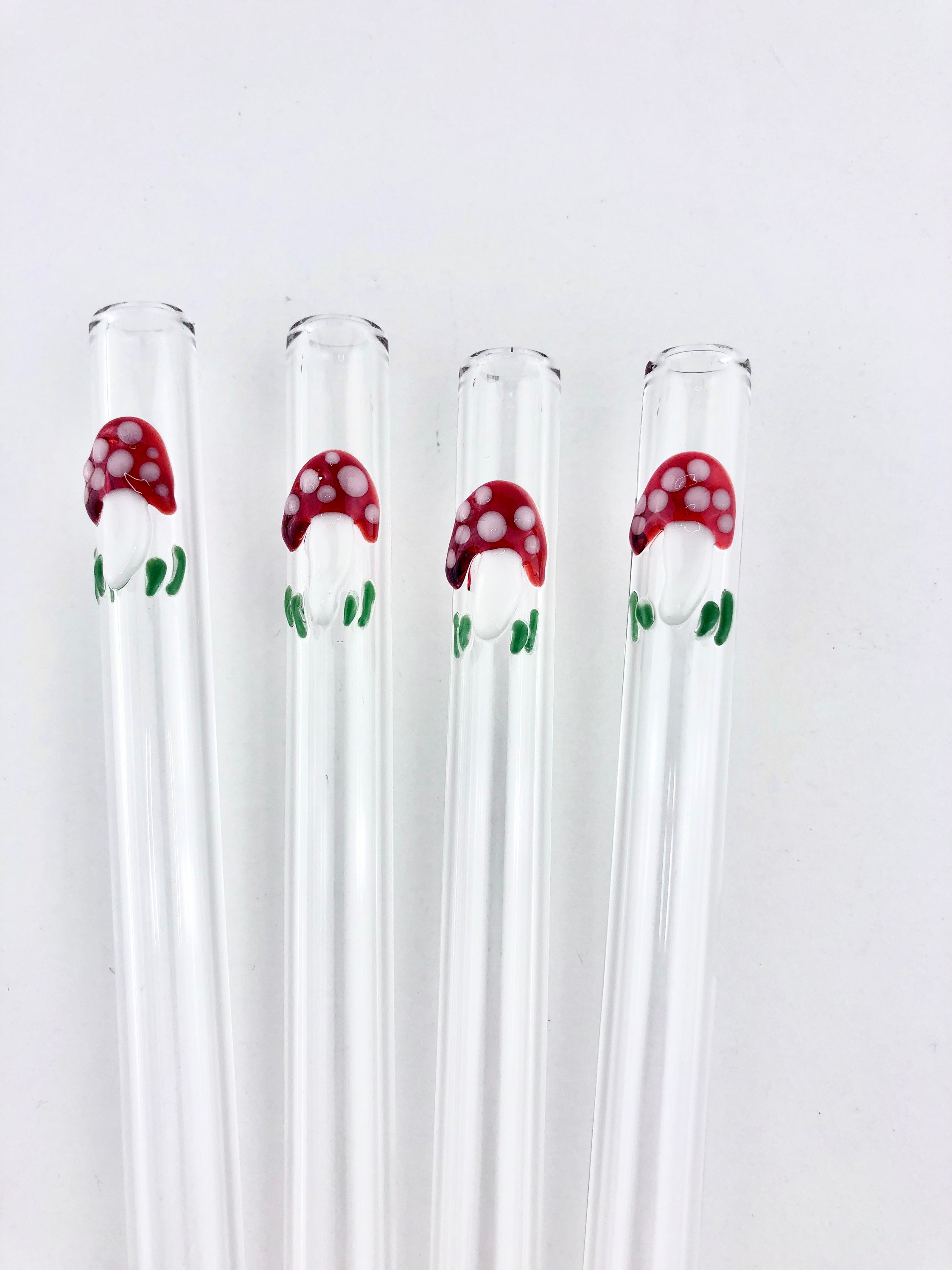 Mushroom GLASS STRAW- Reusable Straws, Glass Straws, Eco Friendly Straws, Mushroom Straws, Boba Straws, Smoothie Straws