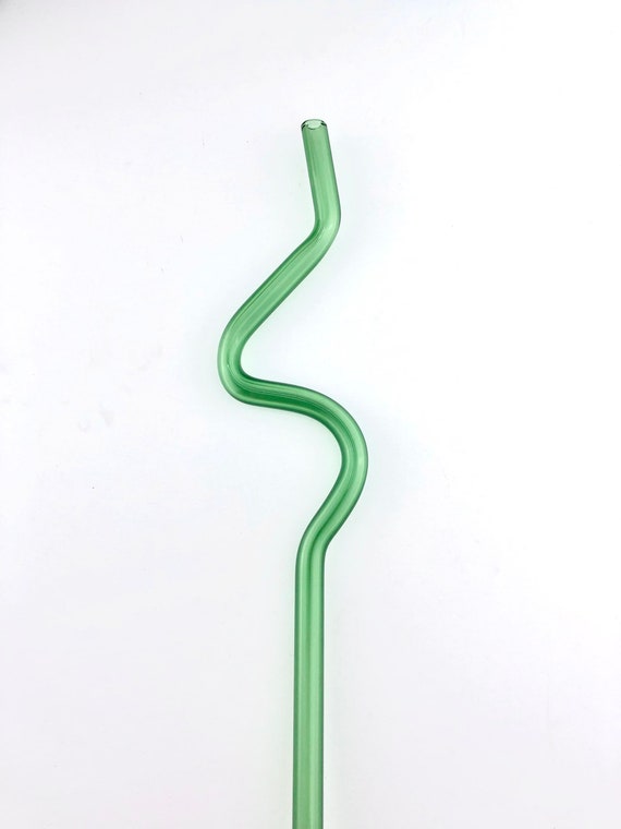 Green Crazy GLASS STRAW Reusable Straws Bendy Straws Crazy Straws Glass  Straws Green Straws Unique Gift 