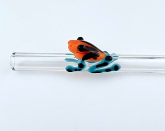 Poison Dart Frog GLASS STRAW - Reusable Straws | Glass Straws | Boba Straw | Smoothie Straws | Frog Straws | Frog Gifts | Unique Gifts