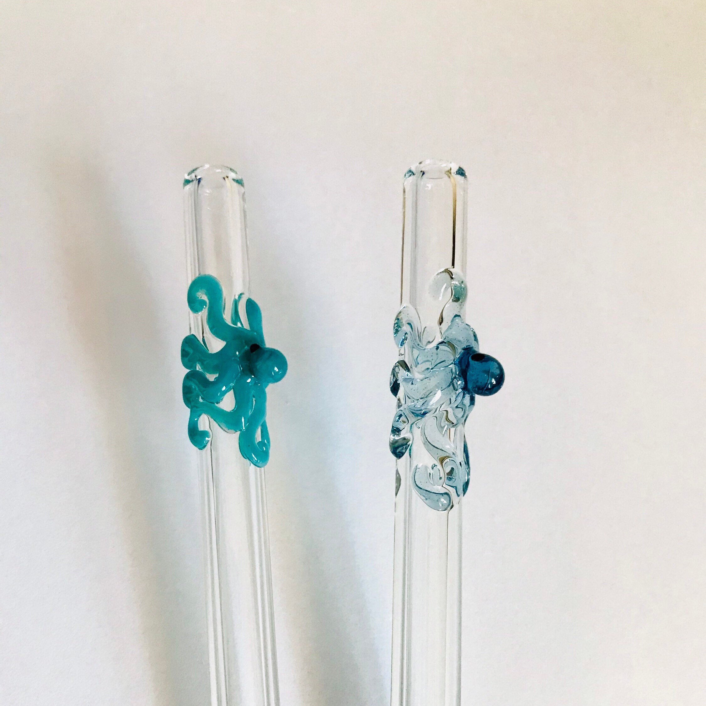 Octopus GLASS STRAWS Custom Straws Reusable Straws Glass Drinking