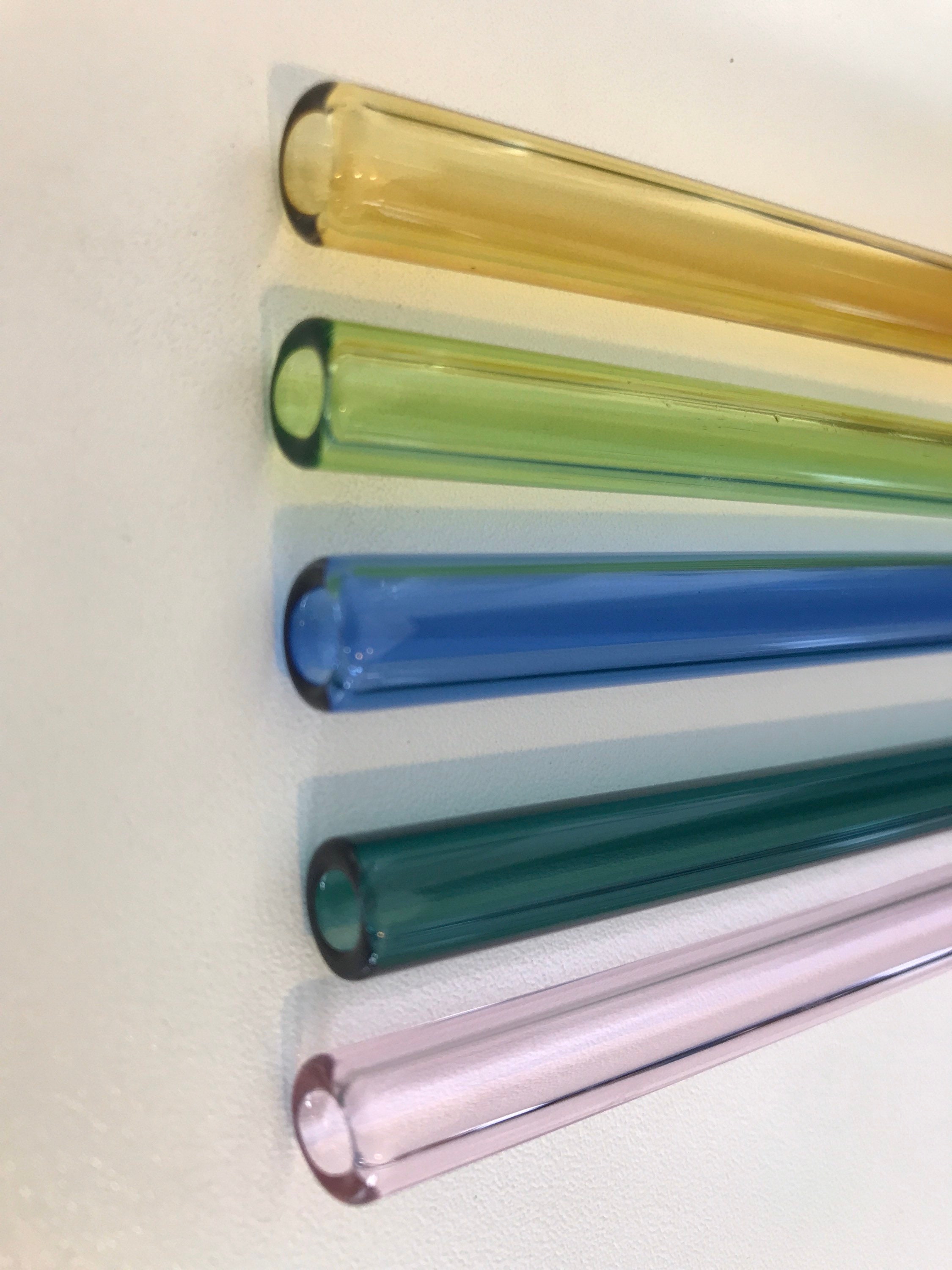 Glass Straw Pack 5 Colored GLASS STRAWS Reusable Straws Eco