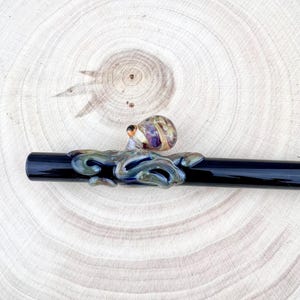 Octopus On Black GLASS STRAW - Custom Straws | Reusable Straws | Glass Drinking Straw | Glass Straws | Octopus Straws | Black Straws
