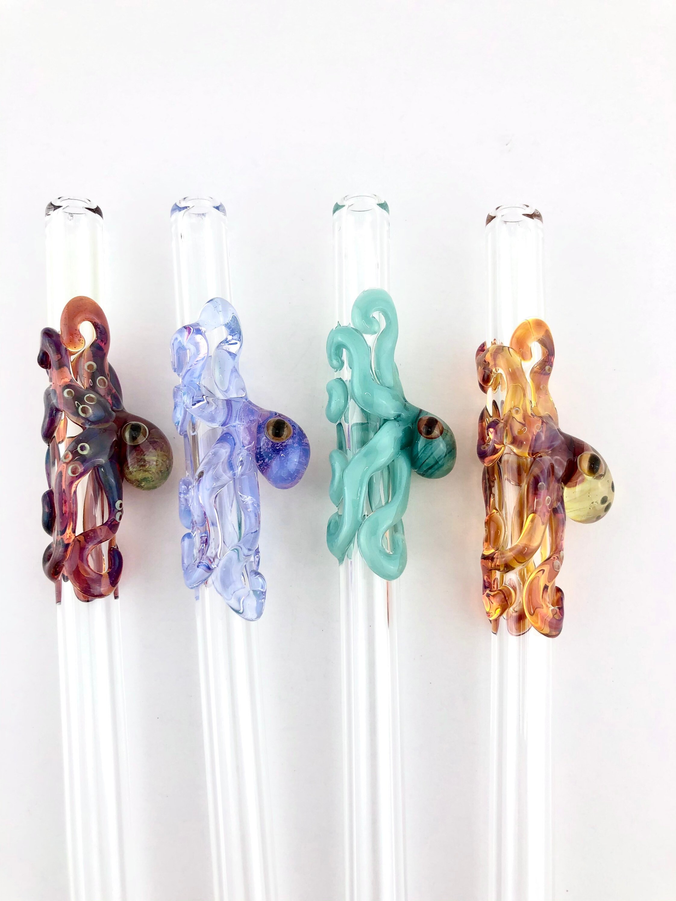 Octopus GLASS STRAW Custom Straws Reusable Straws Glass Drinking