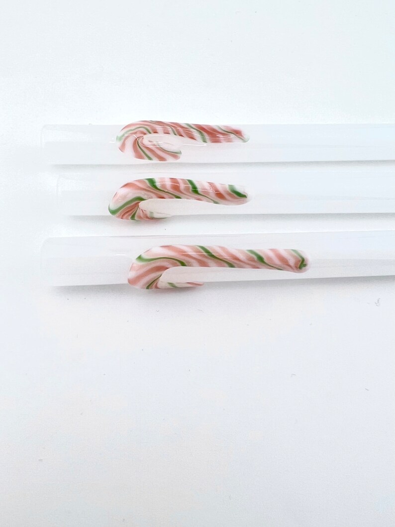 Candy Cane on White GLASS STRAW Custom Straws Reusable Etsy
