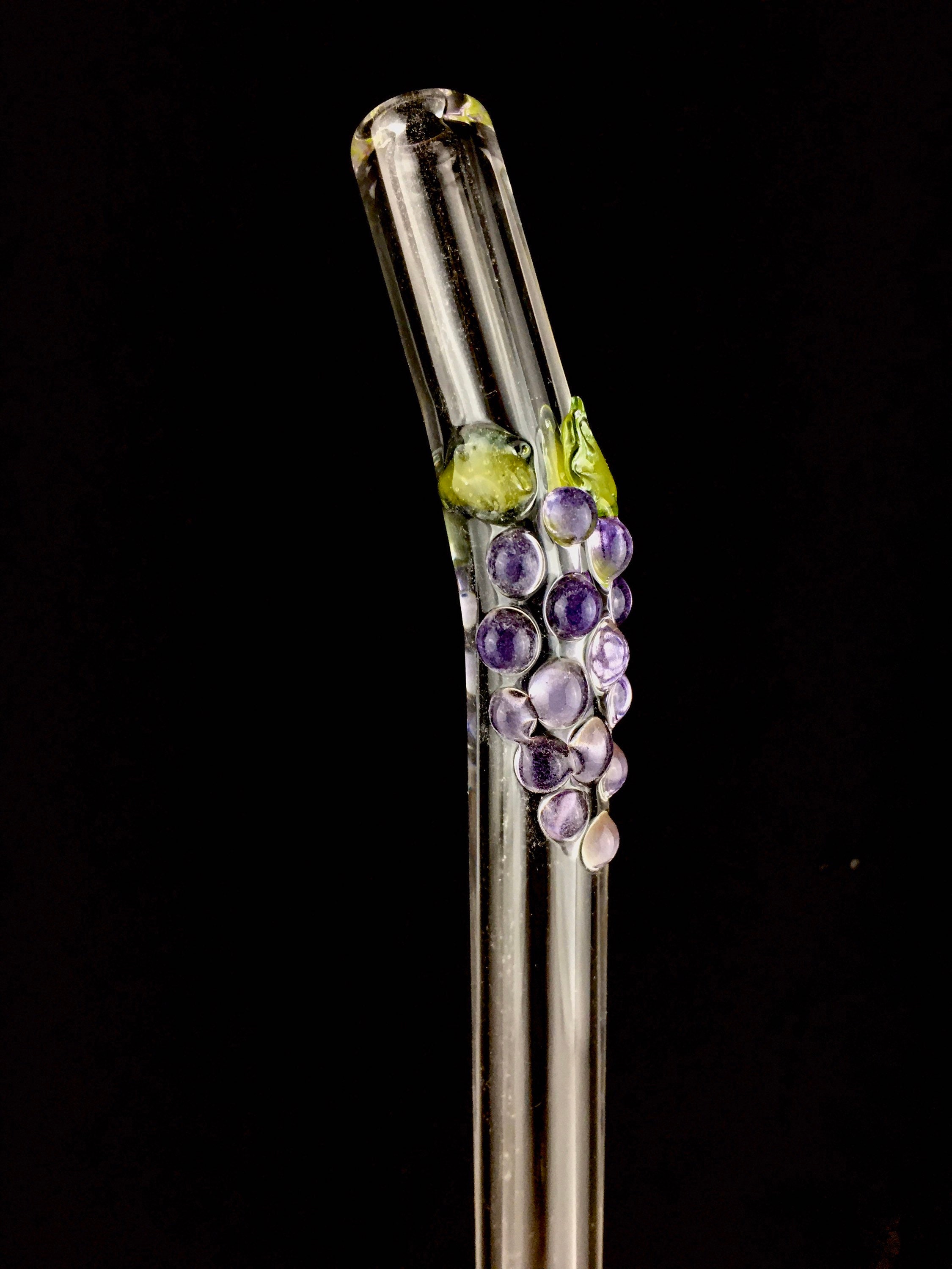 Grape GLASS STRAWS Glass Straw Reusable Straws Eco Etsy