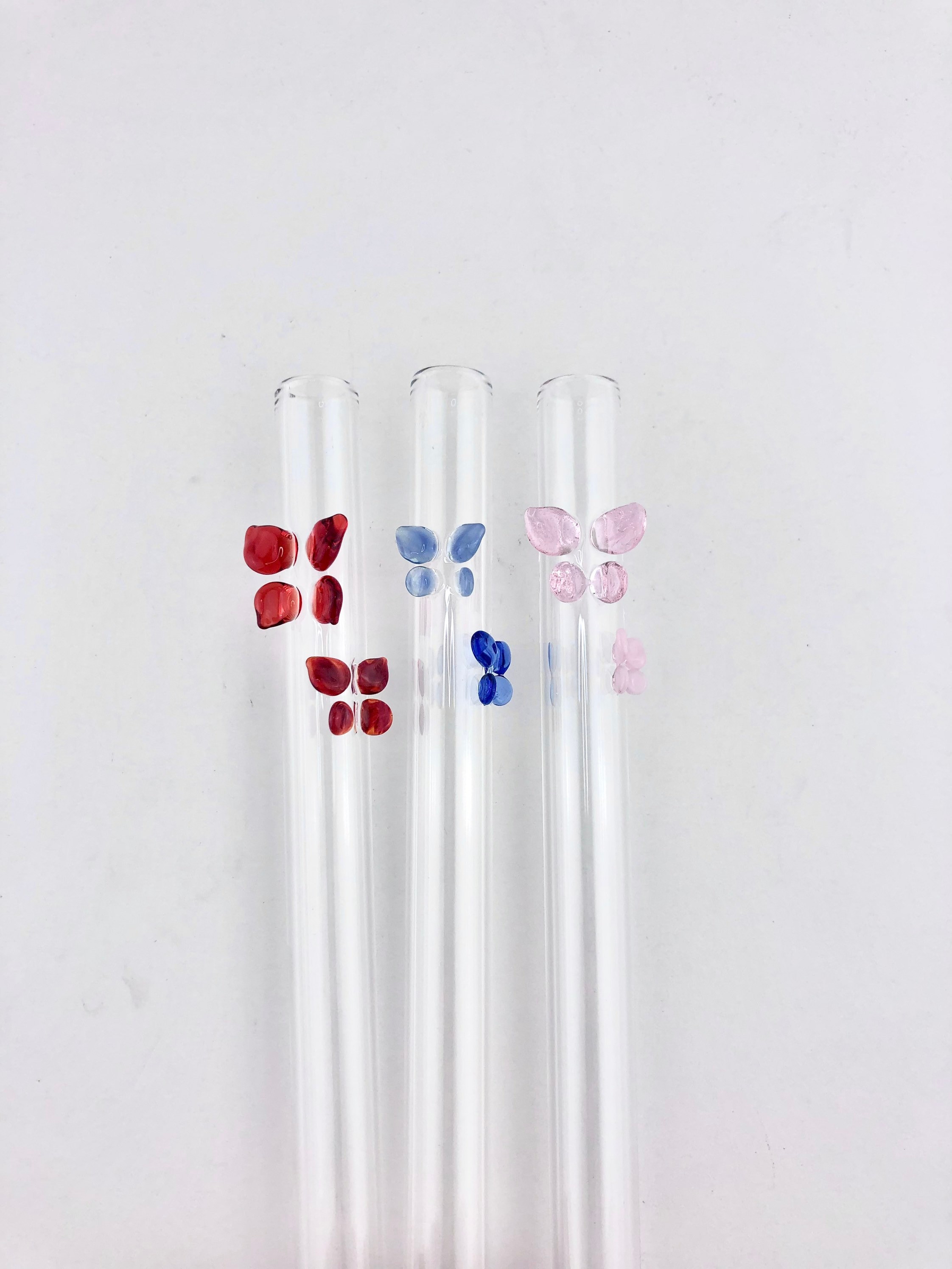 1 Set Butterfly Glass Cup Drinking Straws Reusable Clear Straws