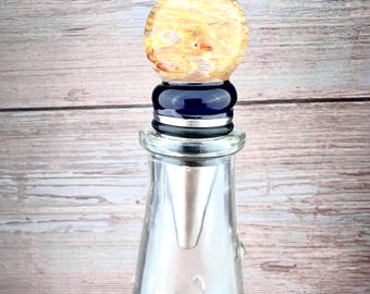 Tapón de botella Chaos Marble: vidrio soplado a mano, regalo único para vino y cerveza.