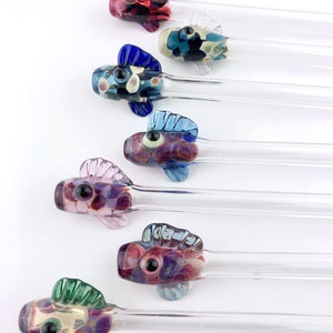 Fish GLASS STRAW - Custom Straws | Glass Straws | Fish Straws | Reusable Straws | Unique Gifts | Fish Gifts | Smoothie Straws | Thin Straws