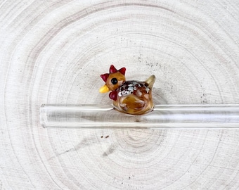 Handmade Chicken Glass Straw: Reusable Straw, Made to Order