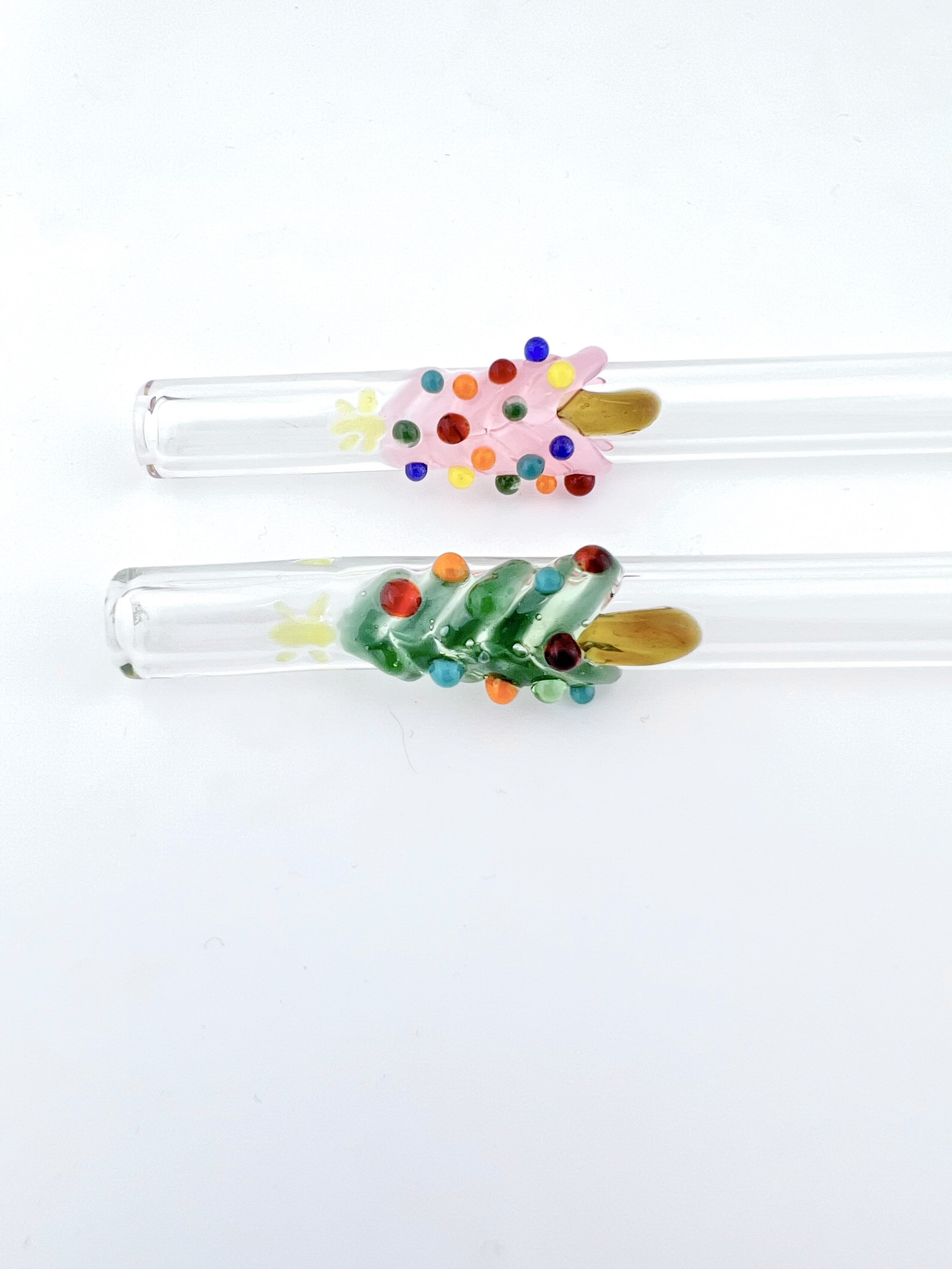 Glass Straw With Christmas Charm