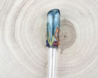 Ocean Scape Glass Straw: Handmade Reusable Straw, Made to Order