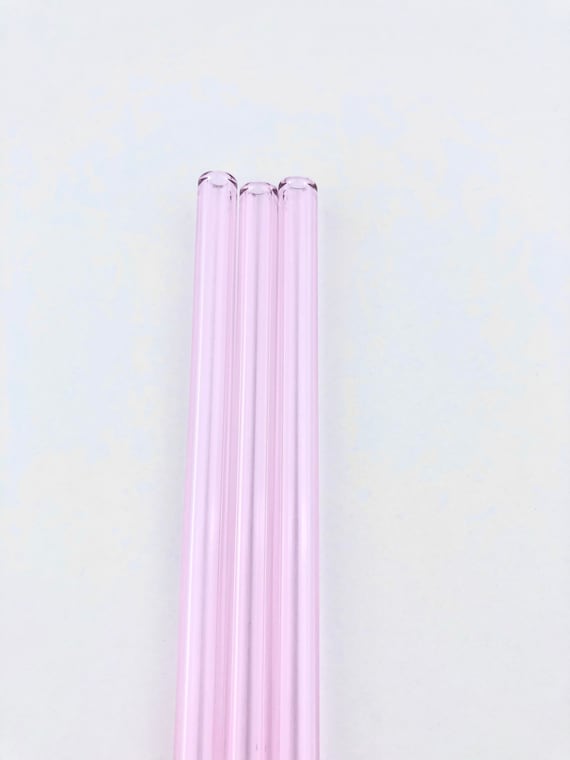 PINK GLASS STRAW Pink Straws Reusable Straws Glass 