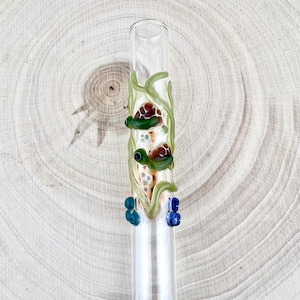 Turtle in Ocean Glass Straw: Handmade Reusable, Made to Order