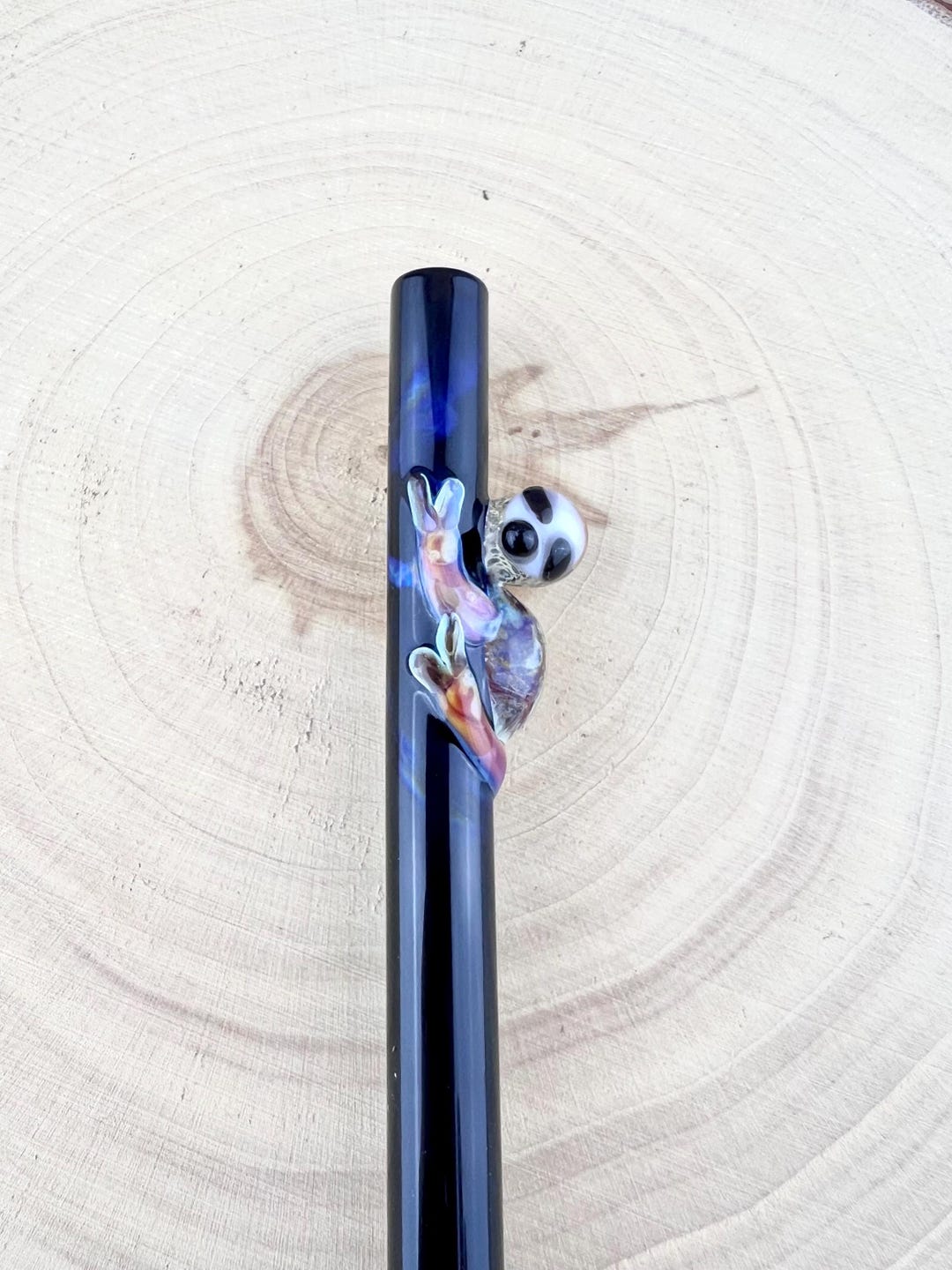 Sloth on Colored Glass Straw: Handmade Reusable Tumbler Straw - Etsy