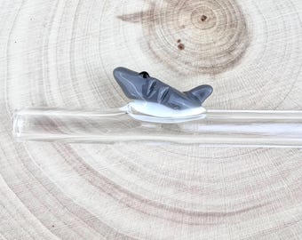 Handmade Shark Glass Straw: Reusable Borosilicate Drinking Straw