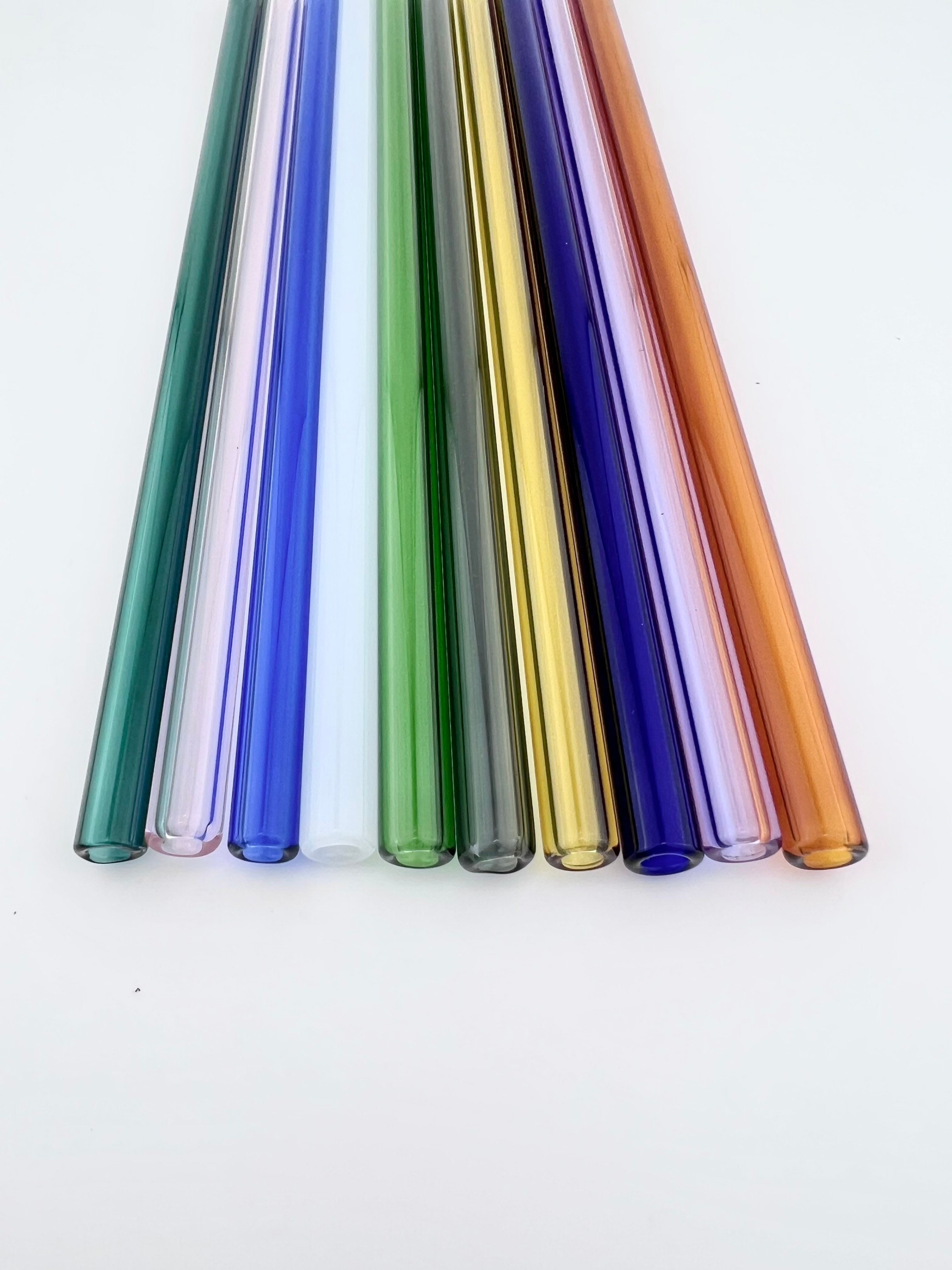 GREEN 4 GLASS STRAWS - LONG, 9MM