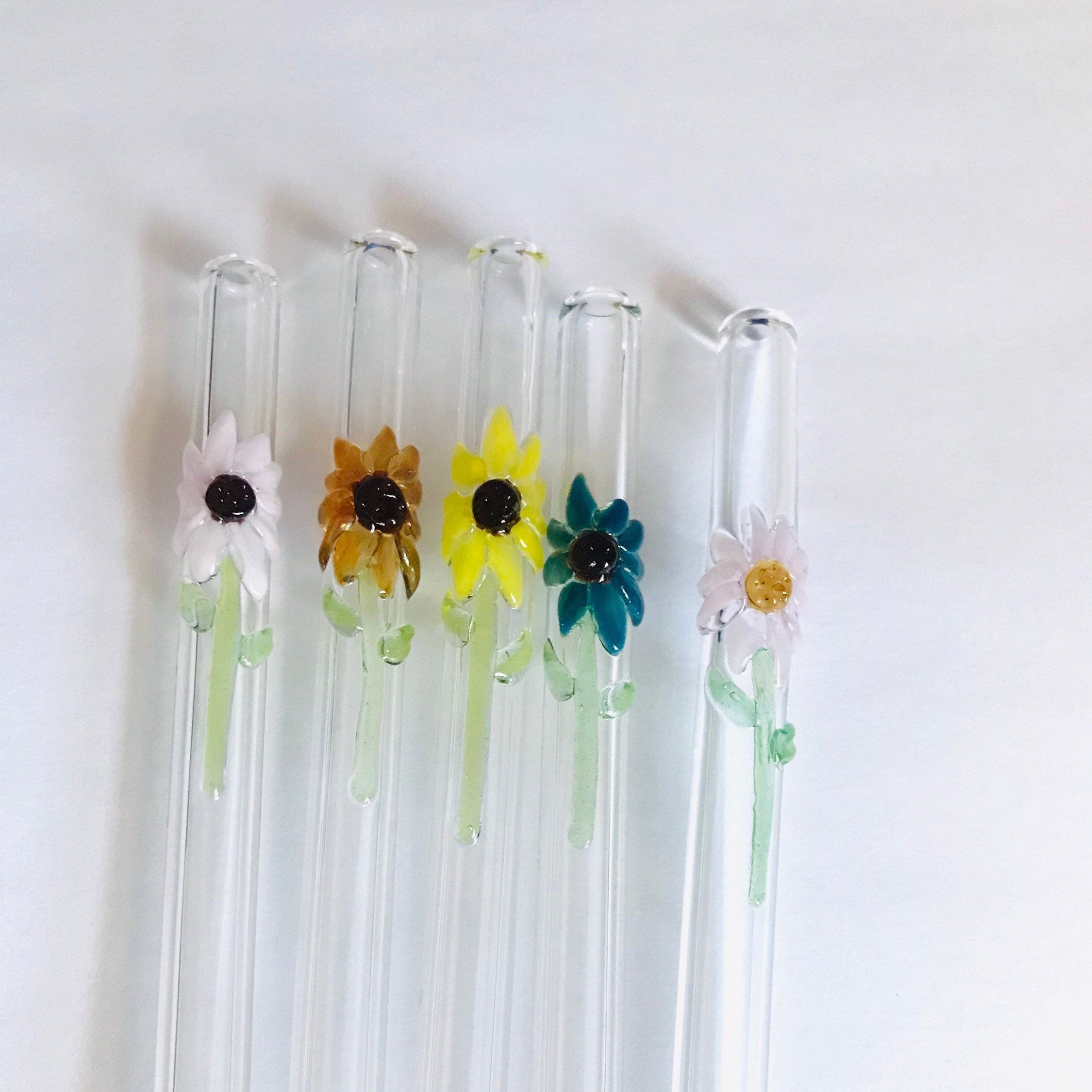 Swirl of Flowers Glass Straw