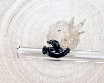 Cannuccia in vetro a forma di serpente attorcigliato: cannuccia riutilizzabile fatta a mano