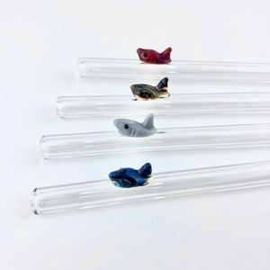 1 Shark GLASS STRAW - Reusable Straws | Glass Straws | Shark Straws | Shark Gifts | Unique Gifts | Boba Straw | Smoothie Straw | Thin Straw