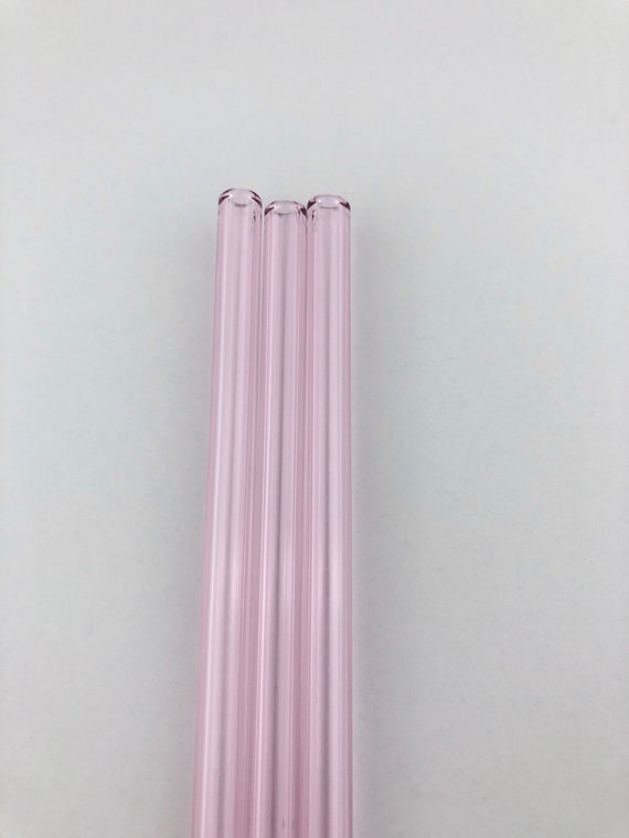 PINK GLASS STRAW - Pink Straws, Reusable Straws