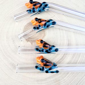 Pack of Poison Dart Frog Glass Straws - Frog GLASS STRAW Pack | Reusable Straws | Party Favors | Wedding Gifts | Poison Dart Frog Straws