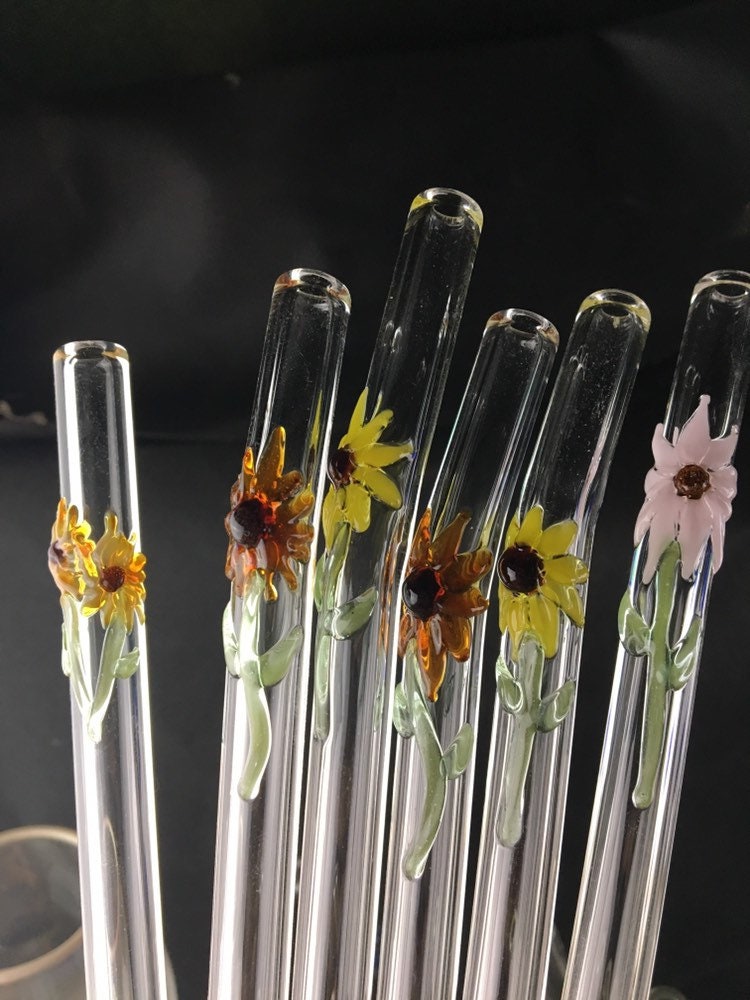 Sunflower STRAWS Glass Straw Reusable Straws Eco Friendly Straw