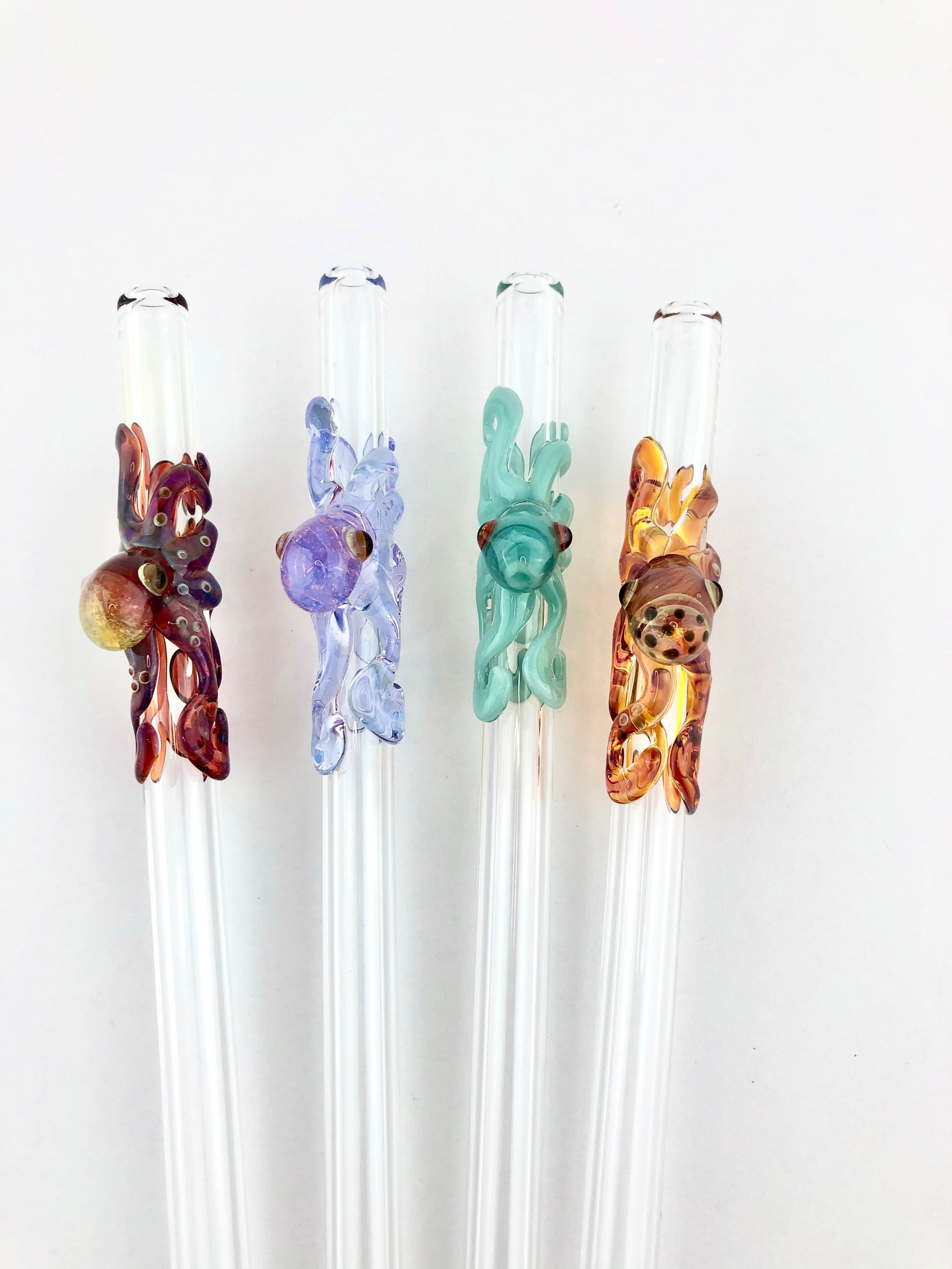 Octopus GLASS STRAW Custom Straws Reusable Straws Glass Drinking