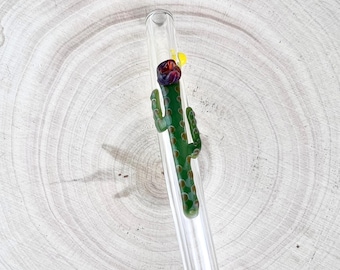 Saguaro Cactus Glassugrör: Handgjort återanvändbart sugrör