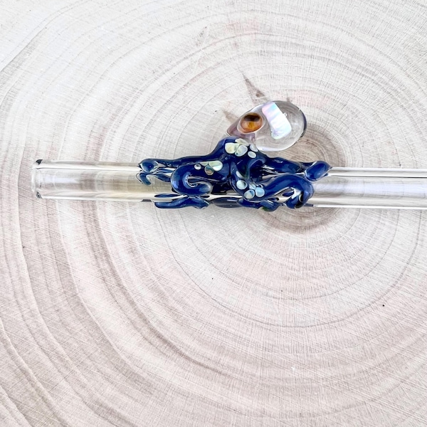Opal Octopus Glass Straw: Handmade Reusable Straw, Made to Order