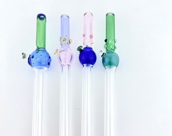 Handmade Bubble Glass Straw: Reusable Eco-Friendly Cocktail Straw