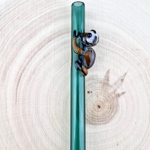 Sloth On Teal GLASS STRAW - Custom Straws | Reusable Straws | Glass Drinking Straw | Glass Straws | Sloth Straws | Teal Straws | Unique Gift