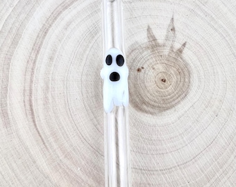Ghost Glass Straw: Handmade Reusable Boba Straw