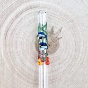 Fish in Ocean Glass Straw: Handmade Reusable Straw, Made to Order