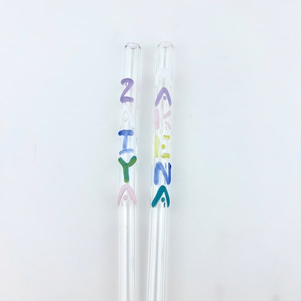 Name GLASS STRAW - Boba Straws | Smoothie Straws | Thin Straws | Reusable Straw | Glass Straws | Name Straws | Personalized Straws