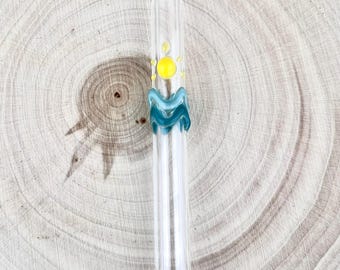 Pajita de vidrio Sunset: pajita reutilizable de borosilicato, ecológica, hecha a medida