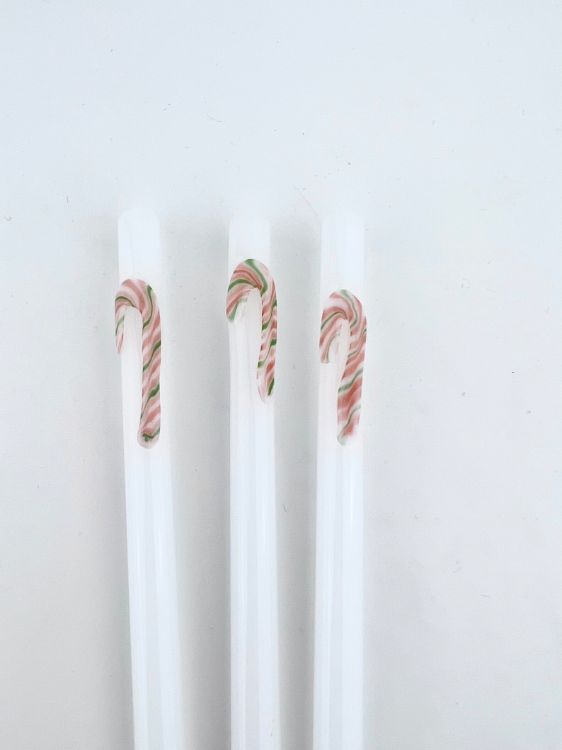 Candy Cane on White GLASS STRAW Custom Straws Reusable Etsy
