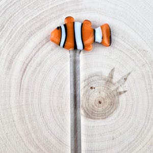 Handblown Glass Clown Fish Fairy Garden Stake - Borosilicate Art