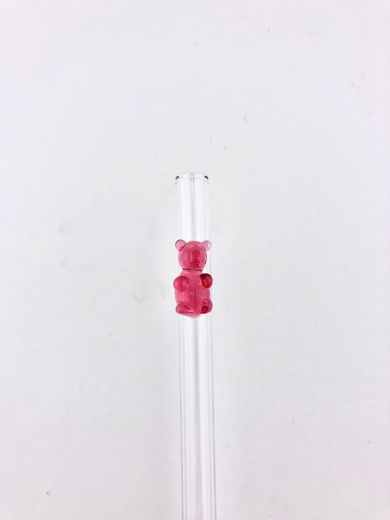 Gummy Bear GLASS STRAW Boba Straws Smoothie Straws Thin Straws Reusable Straws  Glass Straws Gummy Bear Straws Cocktail Straws 