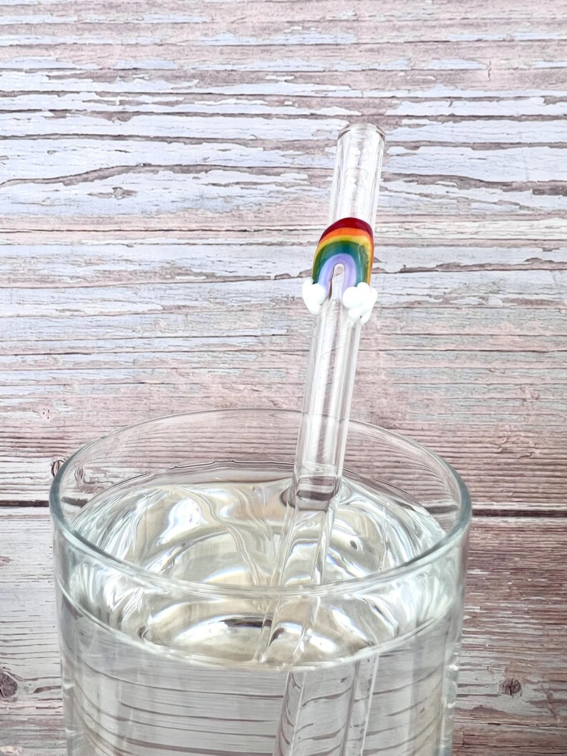 Rainbow Glass Straw: Handmade Reusable Made to Order Straw image 3
